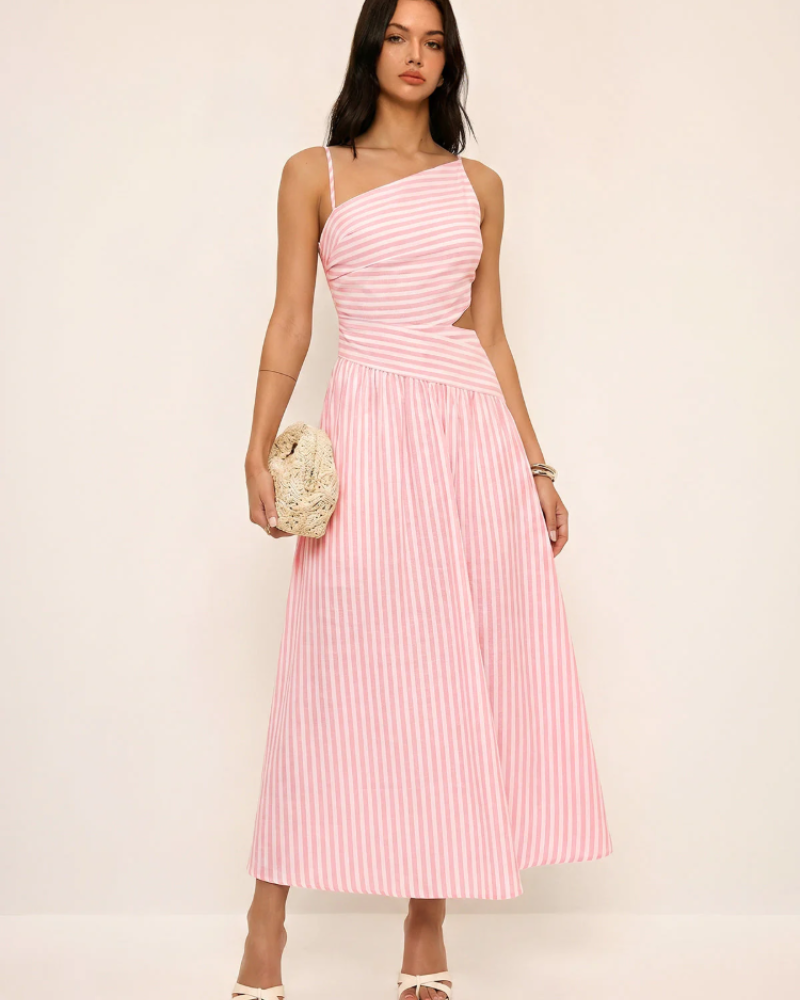 Roselyn Vestido Maxi Mujer – Escote Asimétrico, Sin Mangas y Cremallera Oculta