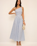 Roselyn Vestido Maxi Mujer – Escote Asimétrico, Sin Mangas y Cremallera Oculta
