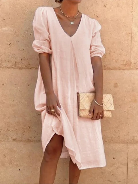 Fanny Vestido Midi para Mujer – Vestido Verano Elegante Cuello V Chic
