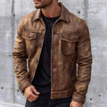 Pierre Giacca di Pelle Vintage da Uomo – Giubbotto Elegante Premium Casual