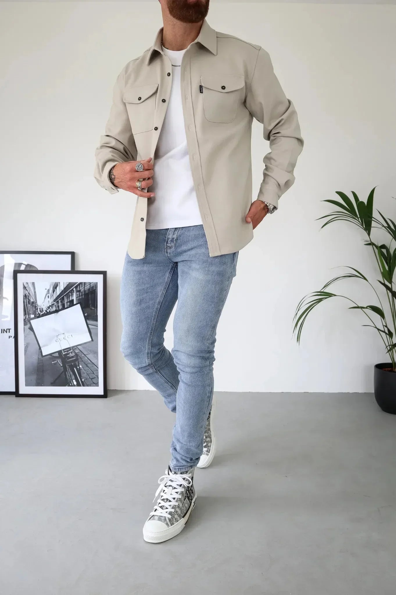 Dave Sobrecamisa para Hombre – Chaqueta Camisa Casual Chic Primavera