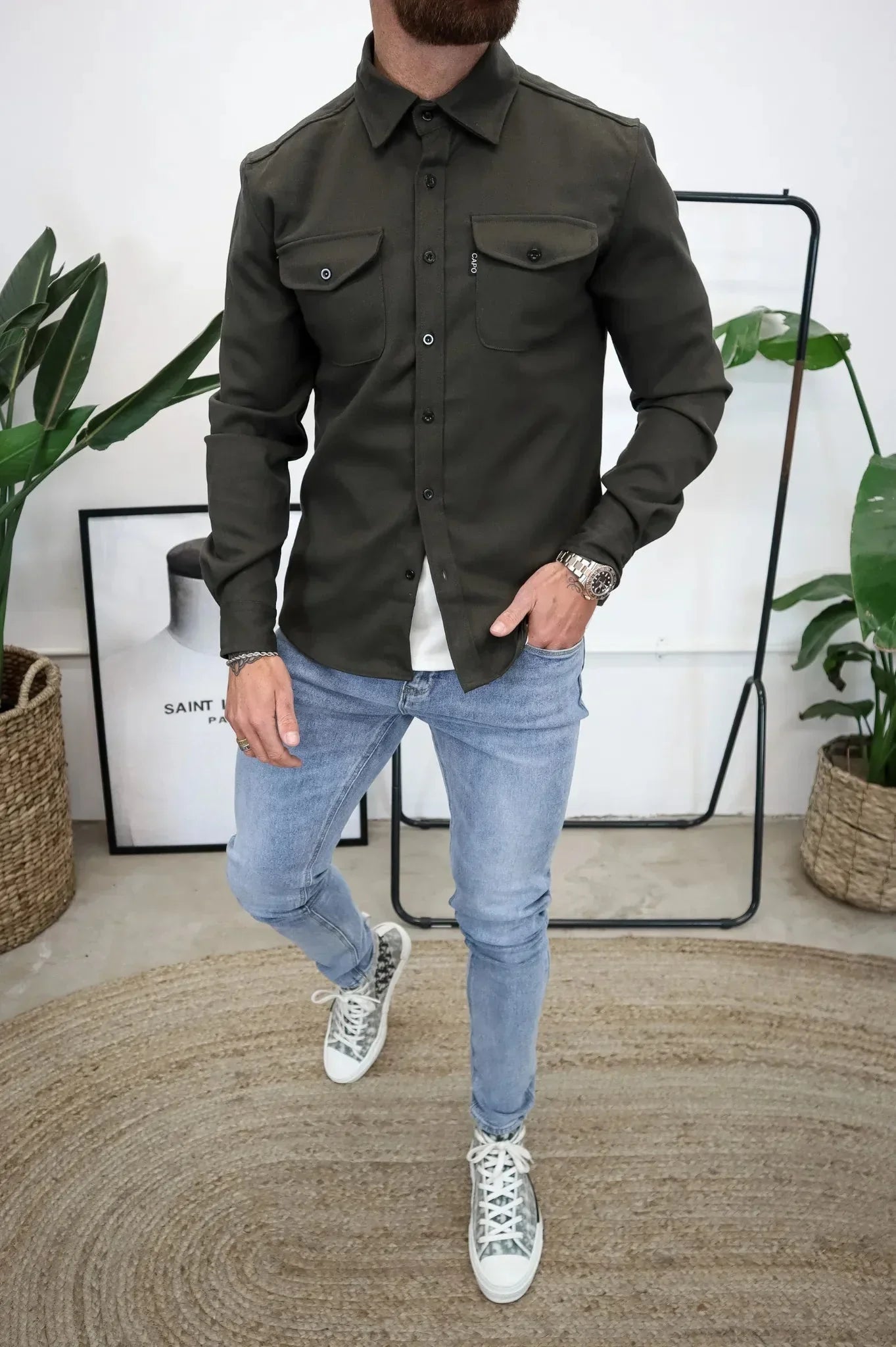 Dave Sobrecamisa para Hombre – Chaqueta Camisa Casual Chic Primavera