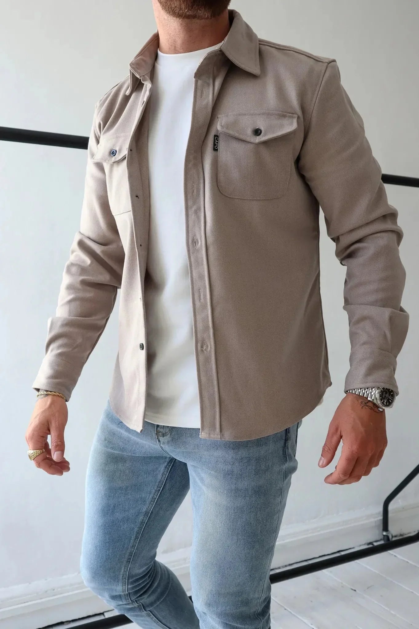 Dave Sobrecamisa para Hombre – Chaqueta Camisa Casual Chic Primavera