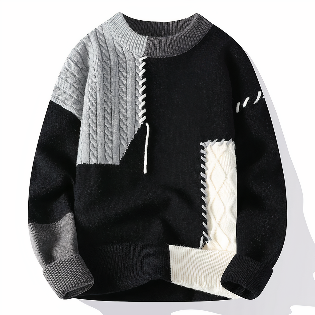 Dave Jersey Patchwork para Hombre – Suéter Invierno Casual Chic Moderno