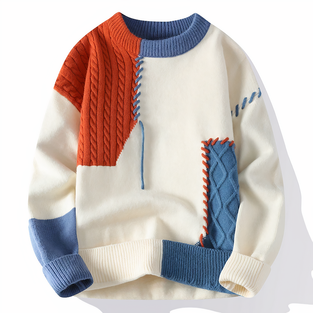 Dave Jersey Patchwork para Hombre – Suéter Invierno Casual Chic Moderno