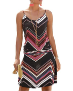 Adeline Vestido Playa Mujer – Estampado Floral y Ondas, Sin Mangas, Corte Túnica