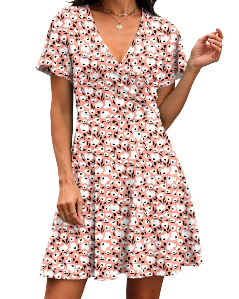 Lydia Vestido Mujer – Diseño Cruzado con V-Cuello y Mangas con Volantes