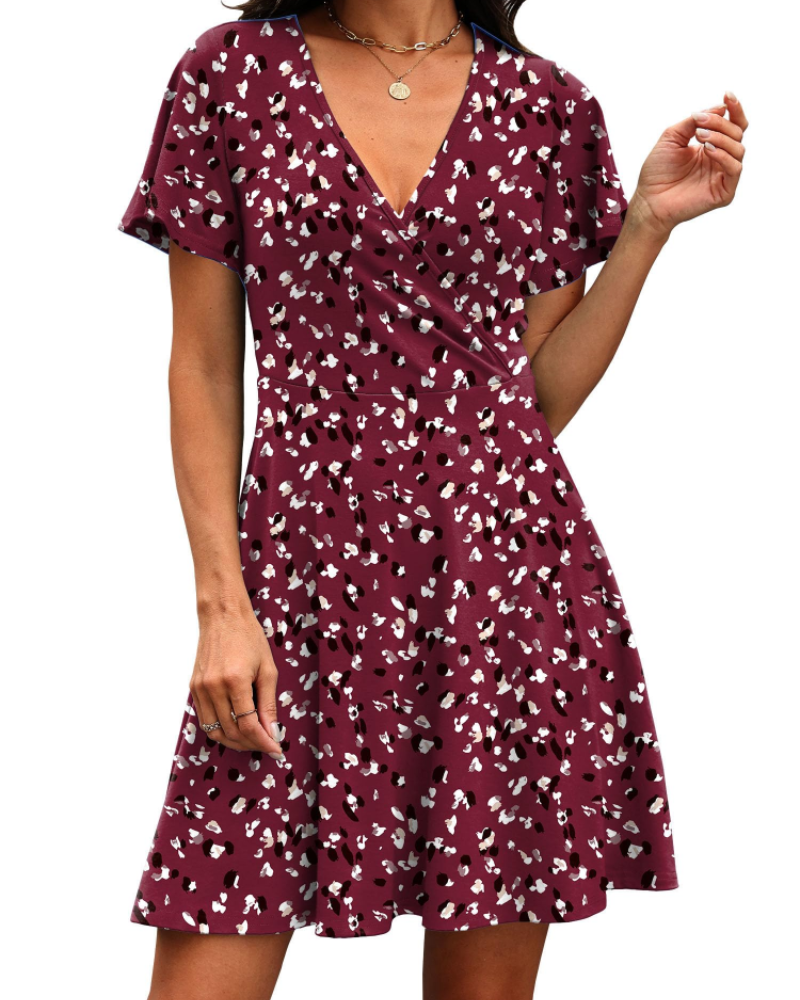 Lydia Vestido Mujer – Diseño Cruzado con V-Cuello y Mangas con Volantes