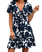 Lydia Vestido Mujer – Diseño Cruzado con V-Cuello y Mangas con Volantes