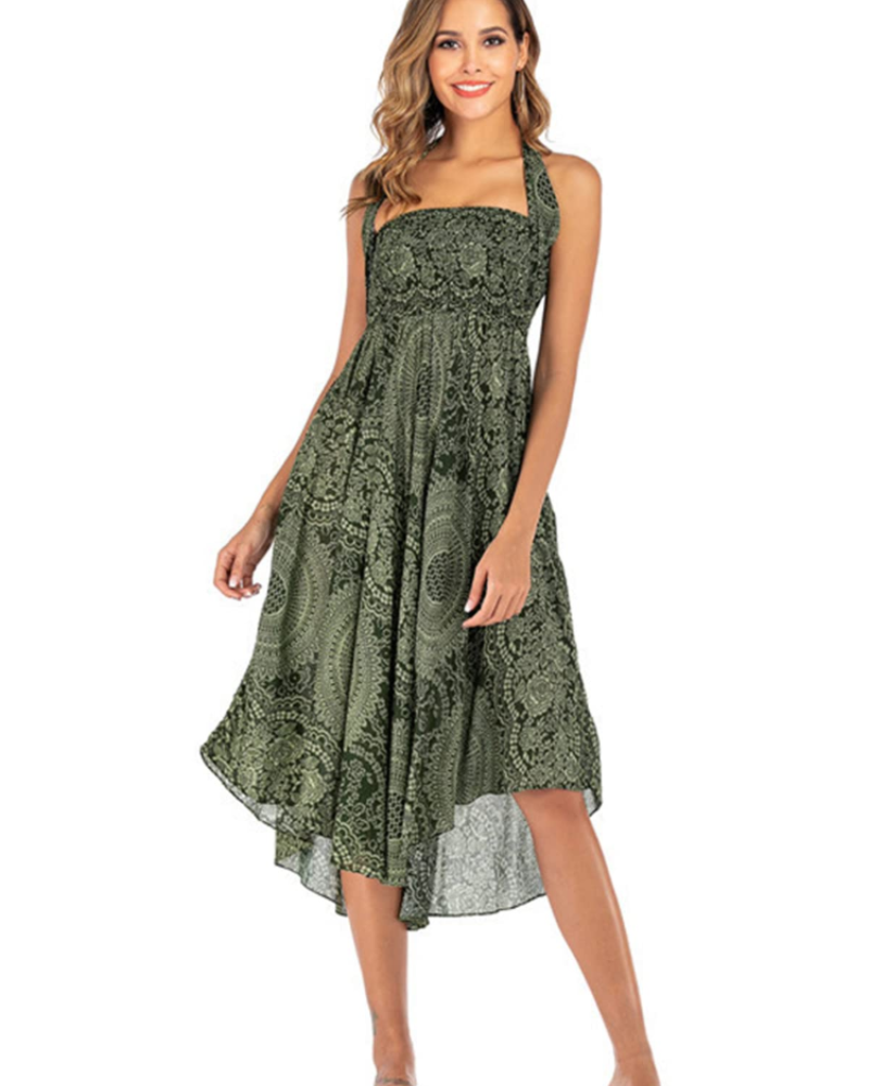 Summer Vestido Maxi Boho Mujer – Viscosa 2 en 1 con Cintura Elástica