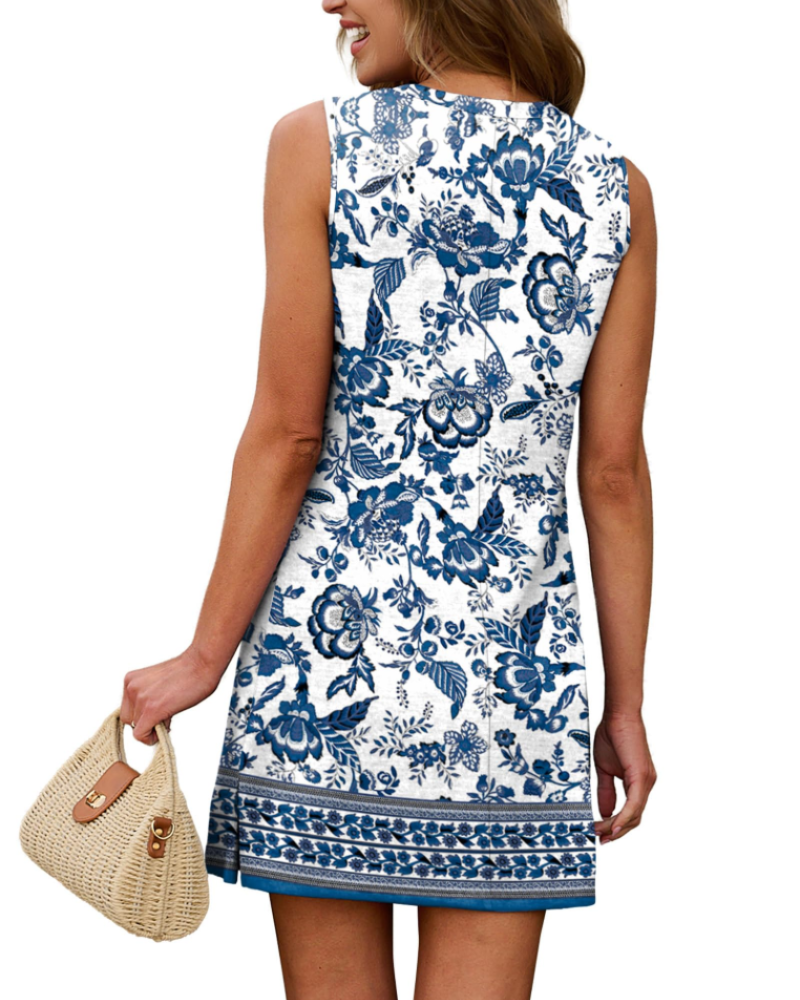 Emily Vestido Boho Mujer – Corte A-Line con Manga Corta y Aberturas Laterales