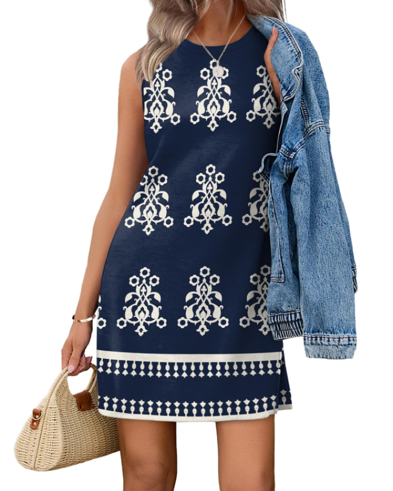 Emily Vestido Boho Mujer – Corte A-Line con Manga Corta y Aberturas Laterales
