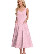 Isabella Vestido Maxi Mujer – Sin Mangas, Cuello U, Corte Línea A y Bolsillos