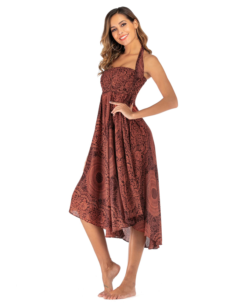 Summer Vestido Maxi Boho Mujer – Viscosa 2 en 1 con Cintura Elástica