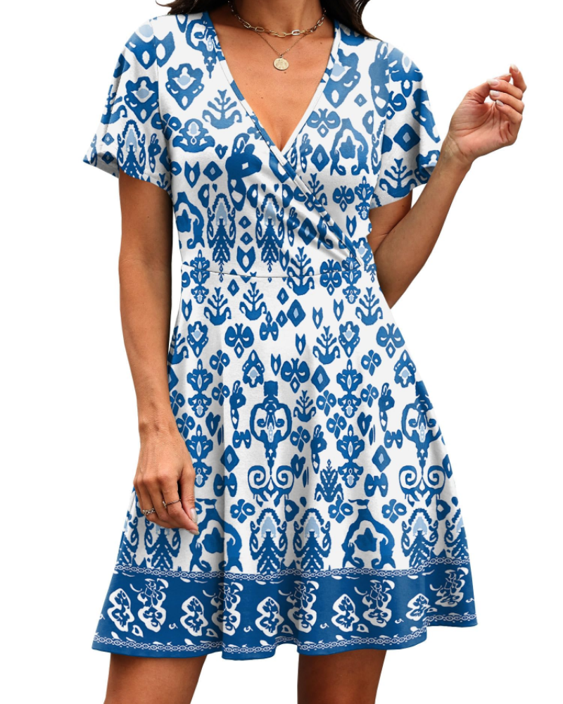 Lydia Vestido Mujer – Diseño Cruzado con V-Cuello y Mangas con Volantes