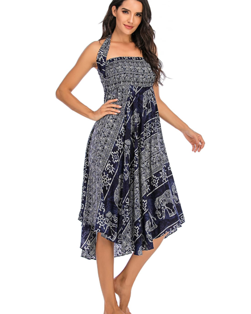 Summer Vestido Maxi Boho Mujer – Viscosa 2 en 1 con Cintura Elástica