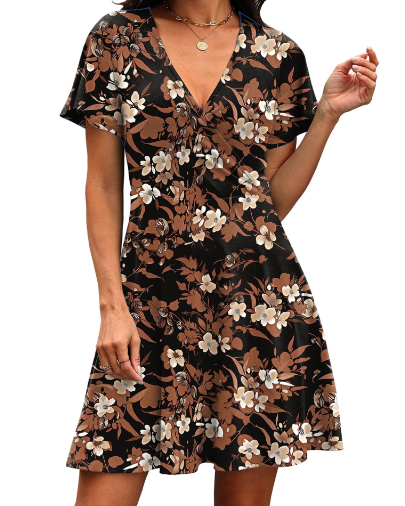 Lydia Vestido Mujer – Diseño Cruzado con V-Cuello y Mangas con Volantes