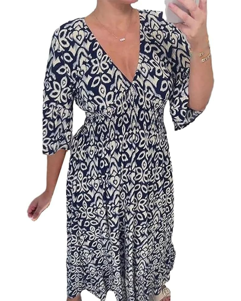 Elodie Vestido Mujer – Floral Verano, Escote en V, Manga Abullonada y Abertura