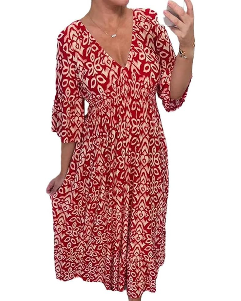 Elodie Vestido Mujer – Floral Verano, Escote en V, Manga Abullonada y Abertura