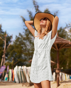 Sophie Vestido Playa Mujer – V-Neck Ligero con Manga Murciélago y Cintura Ajustable