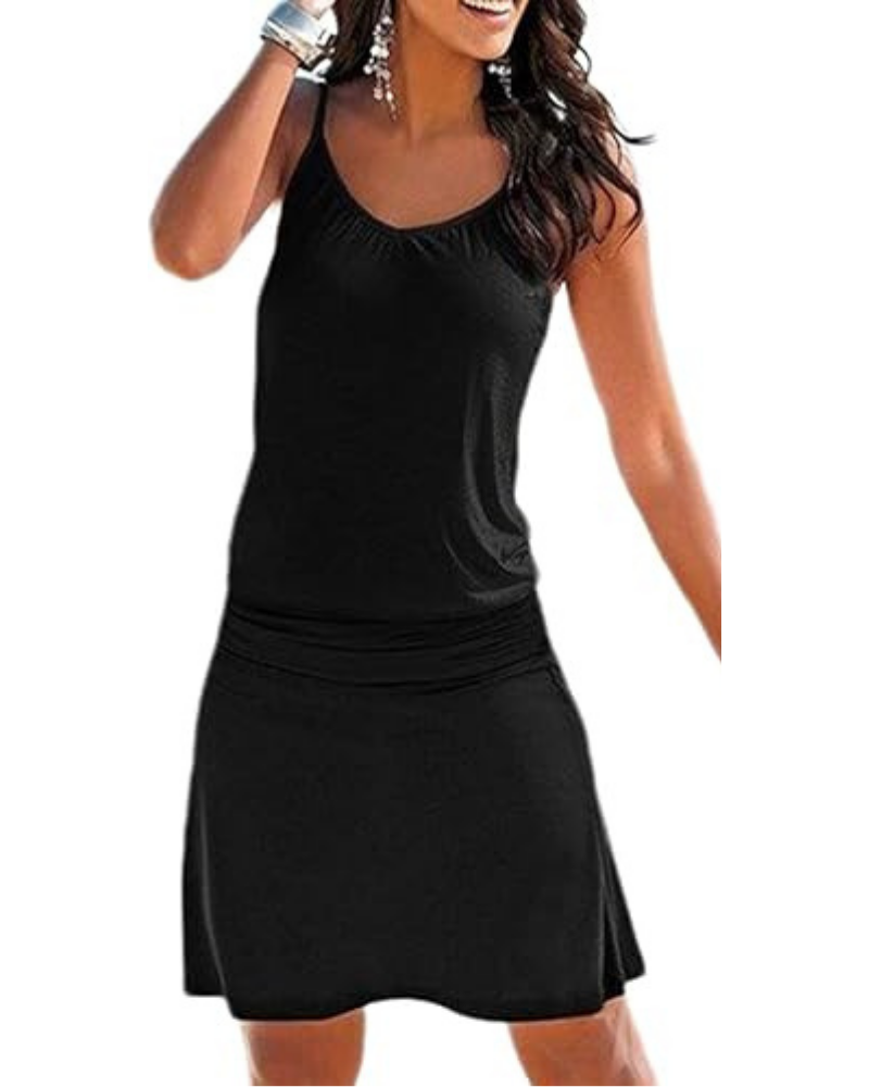 Robe de plage Adeline pour femme – Imprimé floral et ondulations, sans manches, coupe tunique