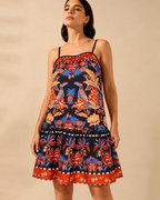 Layla Vestido Mini Mujer – Tirantes Finos, Cuello Recto, Bajo Fruncido y Corte A