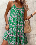 Hannah Vestido Mini Mujer – Floral Boho, Escote en V, Tirantes y Bajo con Volante