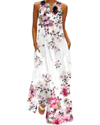 Tessa Vestido Maxi Mujer – Estampado Mariposa Floral, Cuello en V y Bolsillos