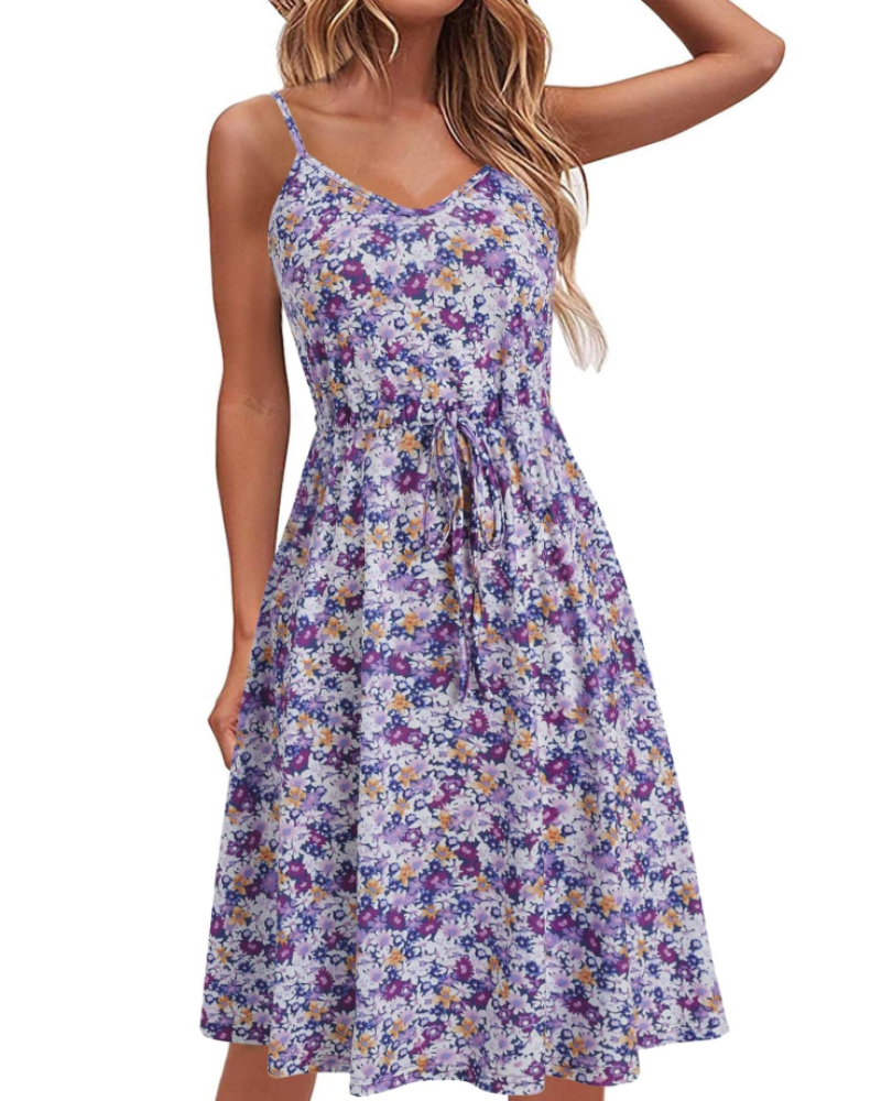 Bianca Vestido Mini Mujer – Escote en V, Tirantes Finos y Corte Fluido de Verano