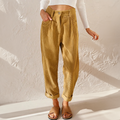 Pantalon en Velours Côtelé Taille Haute pour Femme
