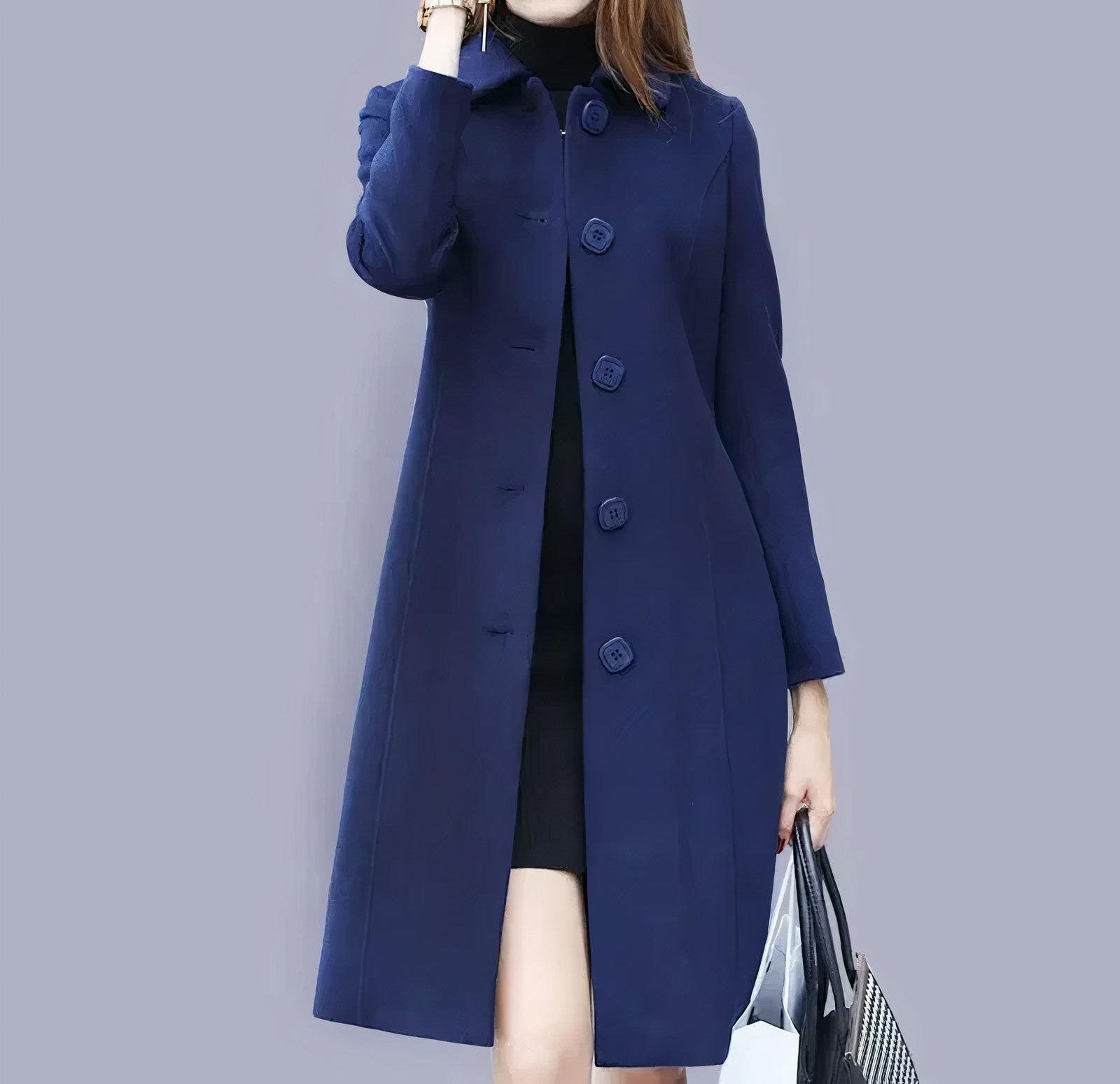 Analia Abrigo Largo para Mujer – Abrigo Elegante Chic Clásico Invierno Moderno