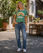 Lily Camiseta Mujer Arcoíris – Cuello Redondo, Manga Corta y Tejido Suave