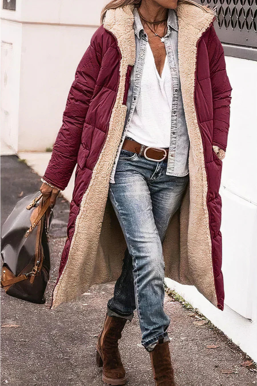 Theodora Abrigo Reversible para Mujer – Manteau Elegante Invierno Chic