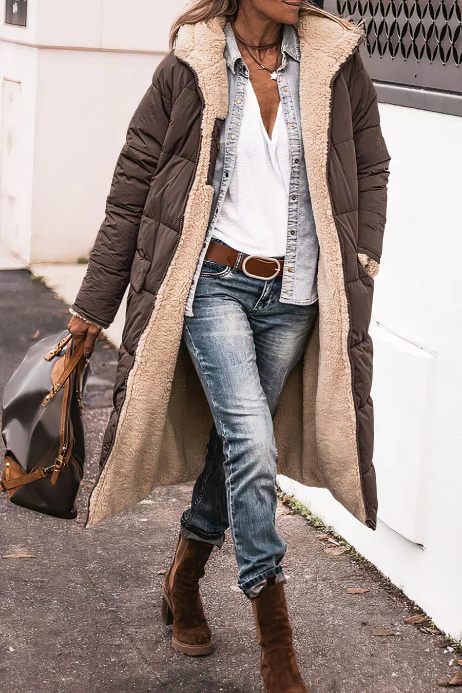 Theodora Abrigo Reversible para Mujer – Manteau Elegante Invierno Chic