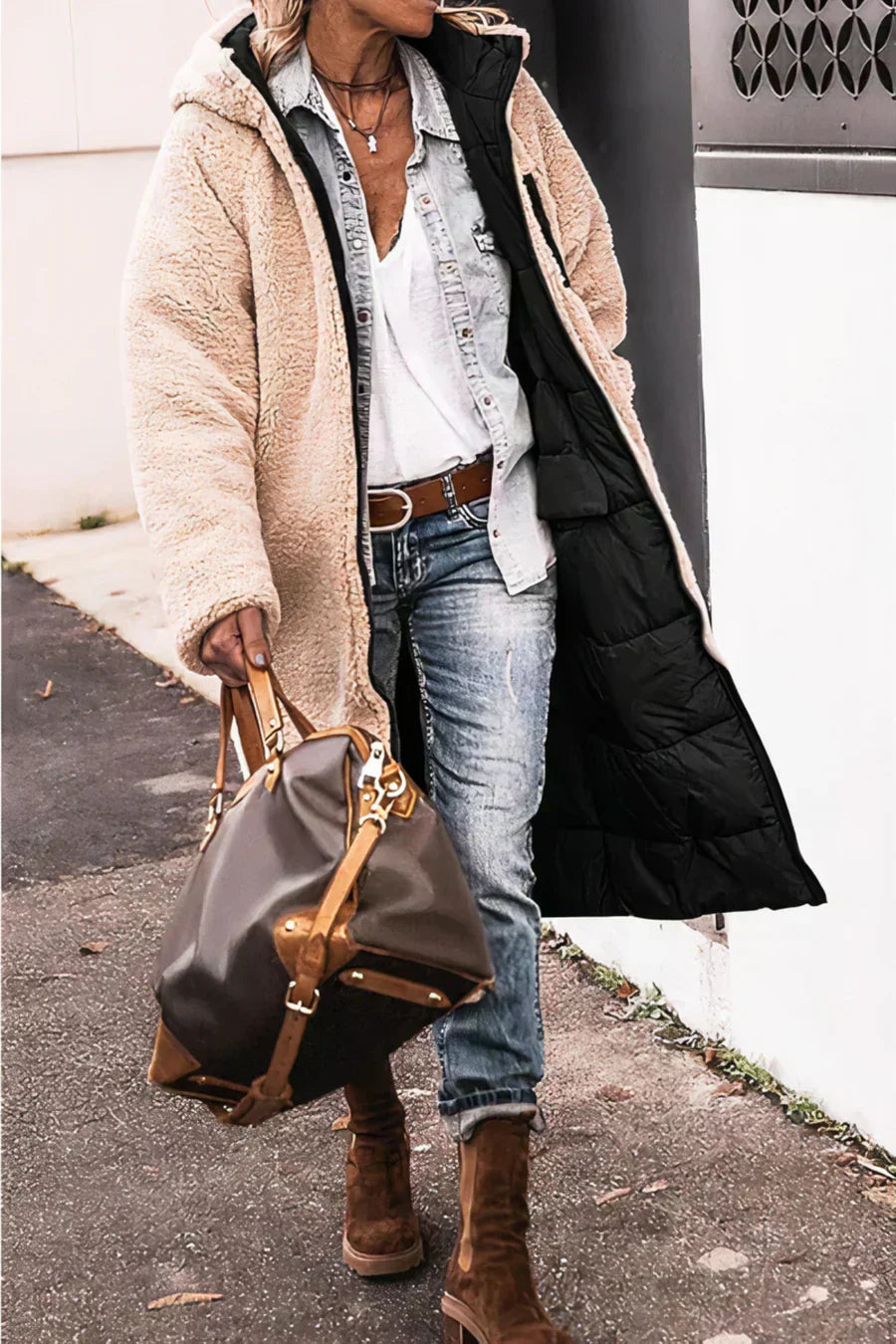 Theodora Abrigo Reversible para Mujer – Manteau Elegante Invierno Chic