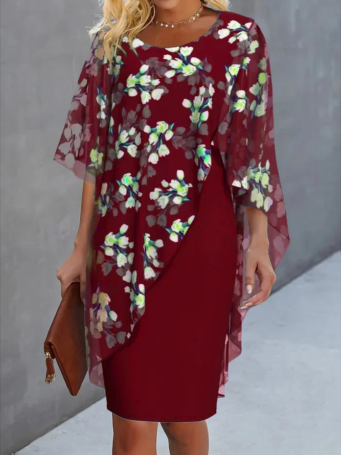 Lysiane Robe Fleurie pour Femme – Robe en Chiffon Élégante Décontractée Chic