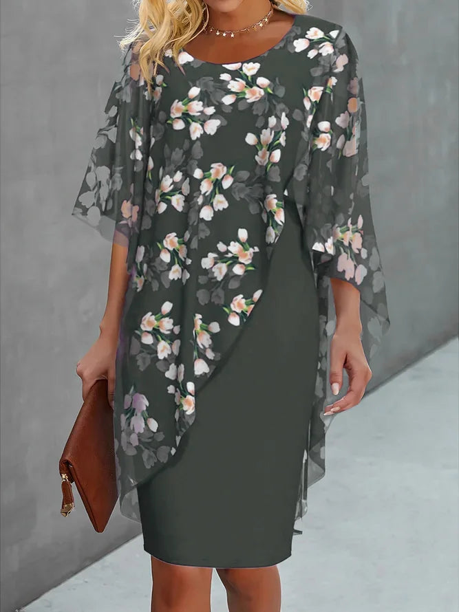 Lysiane Vestido Floral para Mujer – Vestido Chiffon Elegante Casual Chic