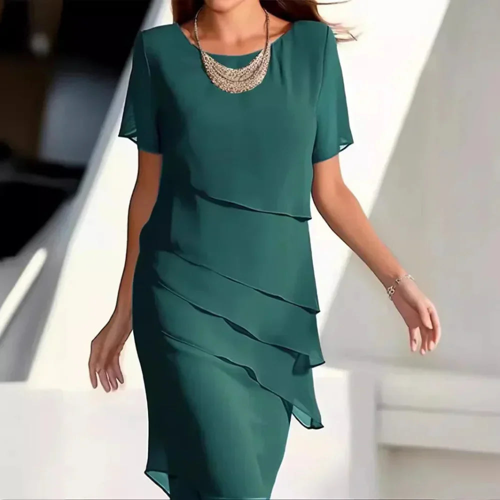Elena Vestido de Chifón para Mujer – Vestido Elegante Fluido y Femenino Chic