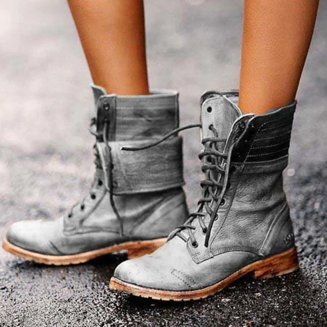 Ambre Botines de Cuero para Mujer – Botas Elegantes con Cordones Chic