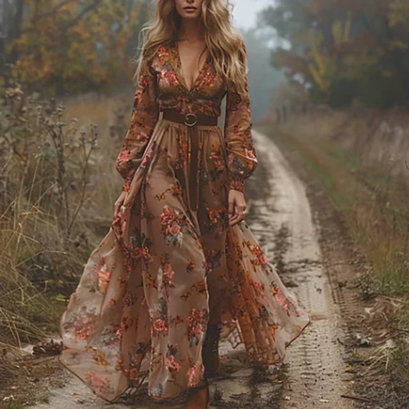 Isabella Vestido Maxi Boho Mujer – Vestido Largo con Volantes y Estilo Elegante Casual