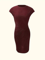 Mylène Robe midi pour femme – Robe élégante col rond chic