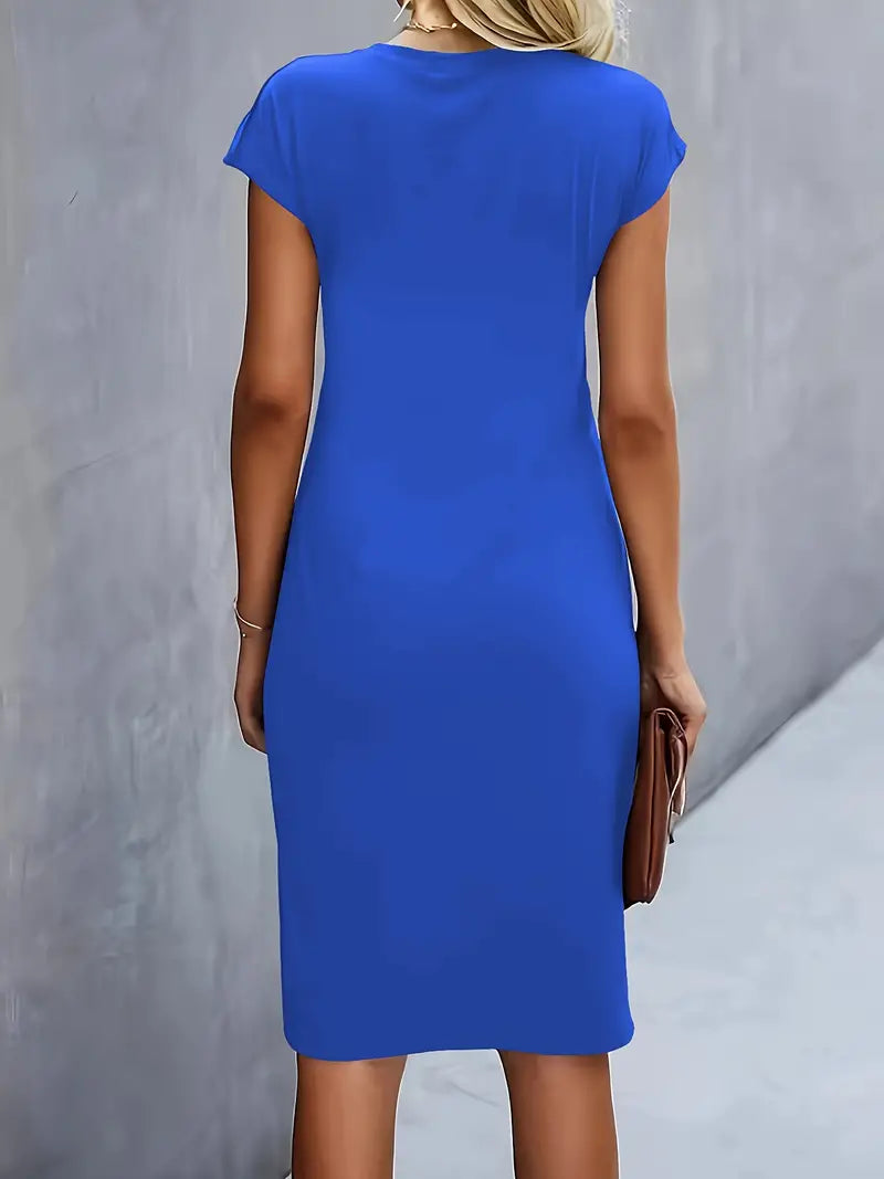 Mylène Vestido Midi para Mujer – Vestido Elegante Cuello Redondo Chic
