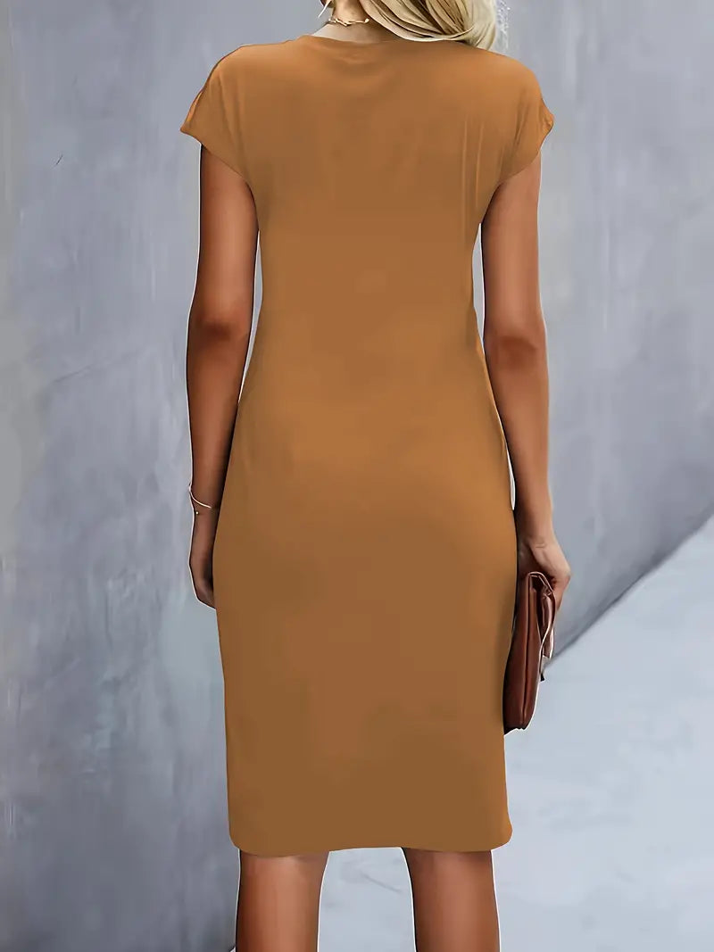 Mylène Vestido Midi para Mujer – Vestido Elegante Cuello Redondo Chic