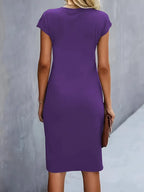Mylène Robe midi pour femme – Robe élégante col rond chic