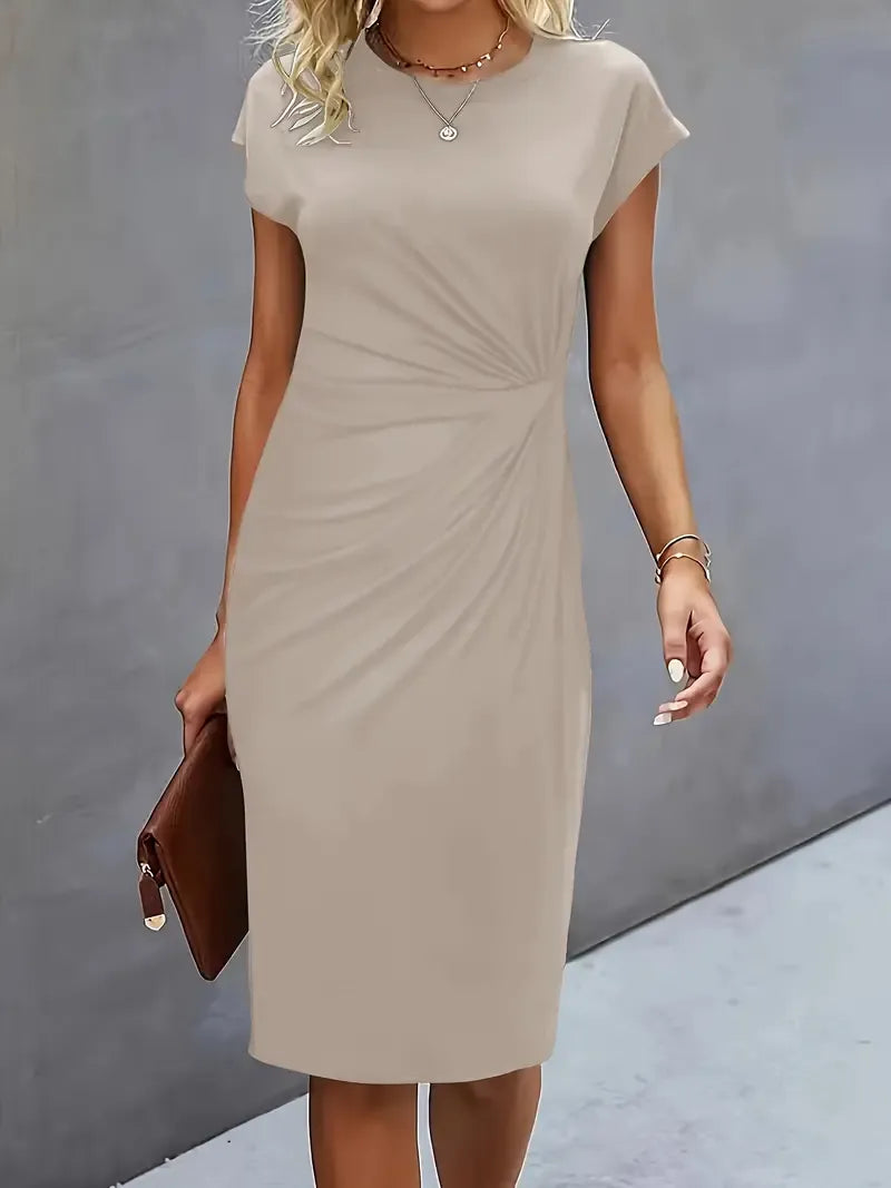 Amyrose Vestido Midi para Mujer – Vestido Elegante Oficina Formal Chic