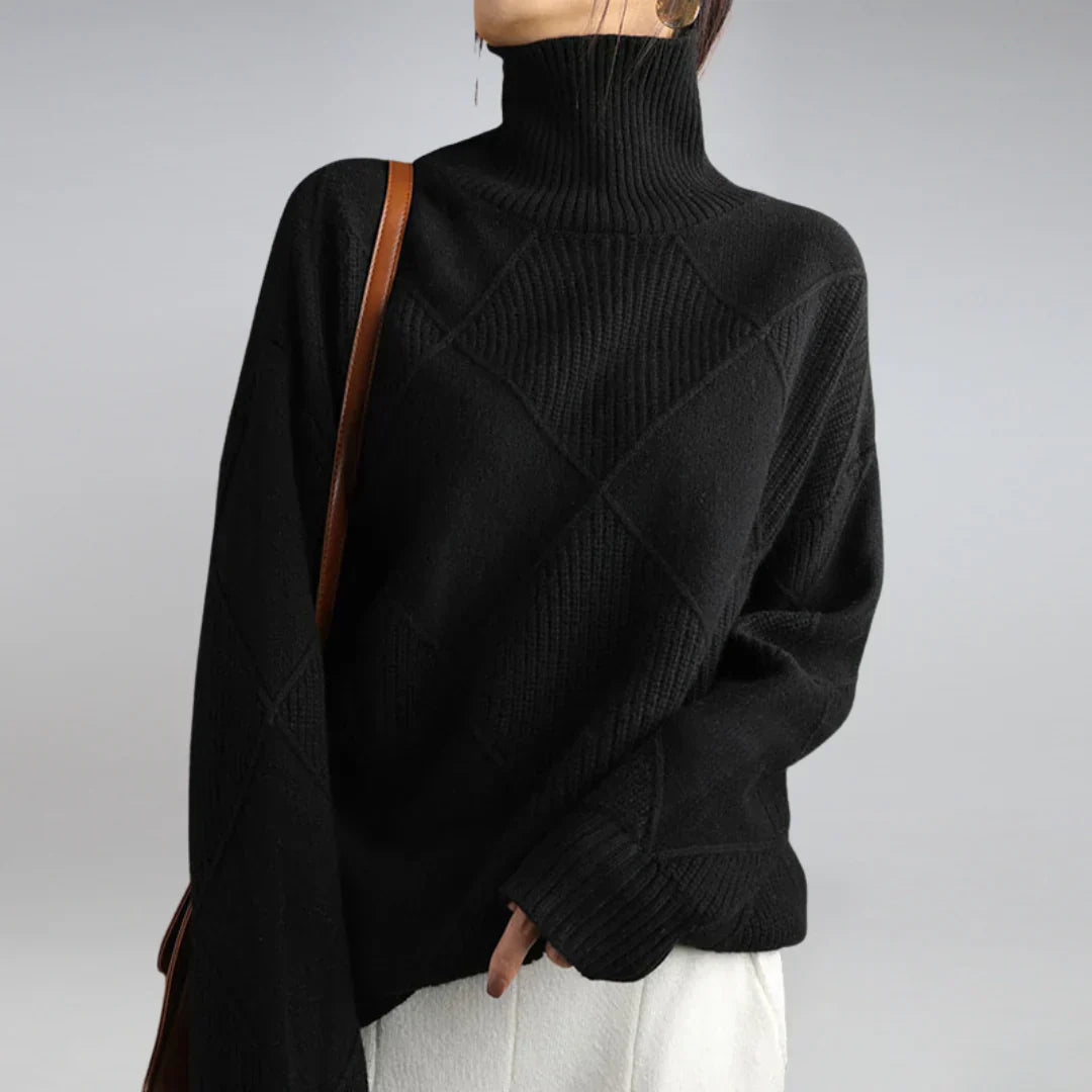 Lydia Jersey de Cachemir para Mujer – Suéter Cuello Alto Elegante Premium