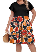 Audrey Vestito Midi Taglia Grande Donna – Vita Alta, Tasche e Taglio a Linea A
