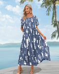 Amelia Vestido Maxi Mujer – Floral Boho, Cintura Imperio, Falda Escalonada y Bolsillos