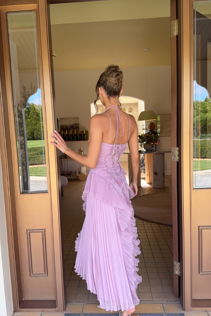 Guendalina Vestito Lungo Plissettato da Donna – Vestito Halter Elegante da Festa