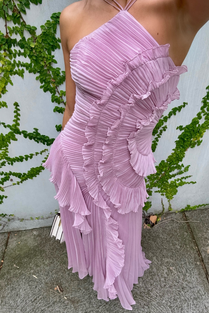Guendalina Vestito Lungo Plissettato da Donna – Vestito Halter Elegante da Festa